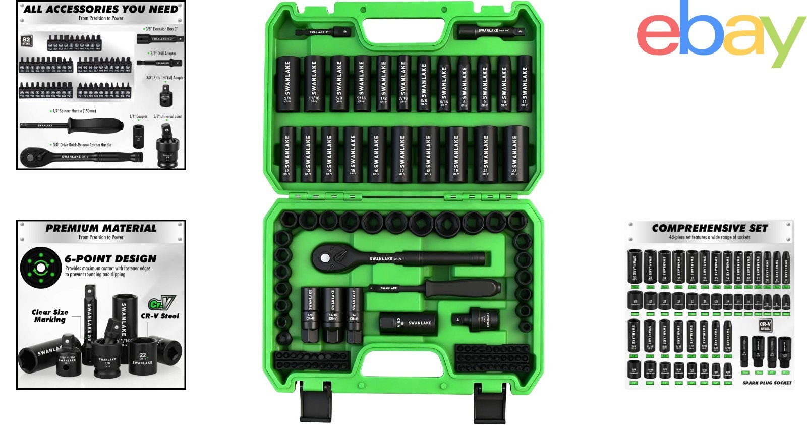 105-Piece Impact Socket Set with Extension Bars, Ratchet Handle & Bits