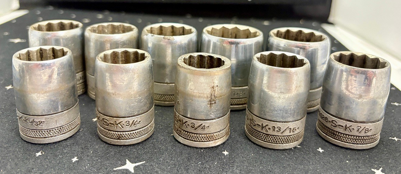 VTG S-K Tooks 14 Piece Set 12 Point Sockets 7/16″ To 1-1/8″ 40114-40136 USA
