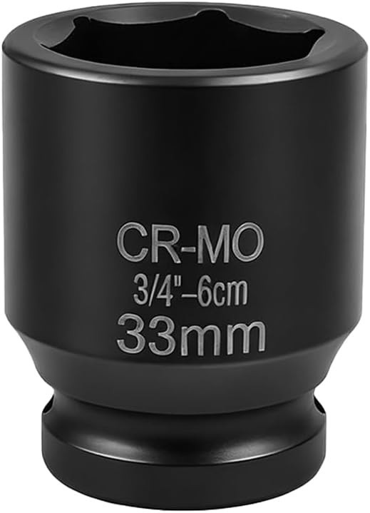 6-Point 3/4-Inch Drive Deep Impact Socket 33mm Metric Vehicle Axle Nut Cr-Mo