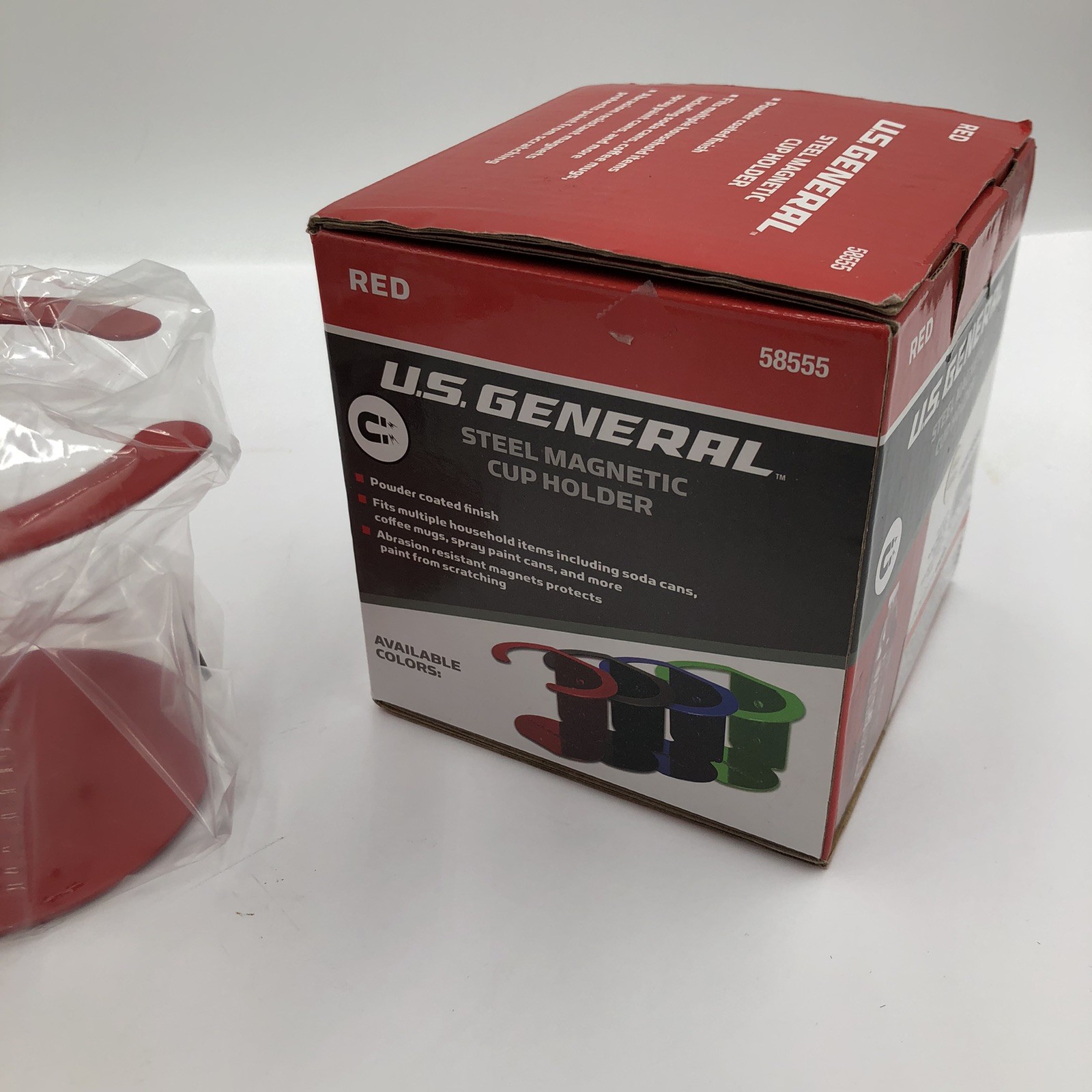 US General Steel Magnetic Cup Holder Magnetic Cup Holder Red 58555 Toolbox Acces