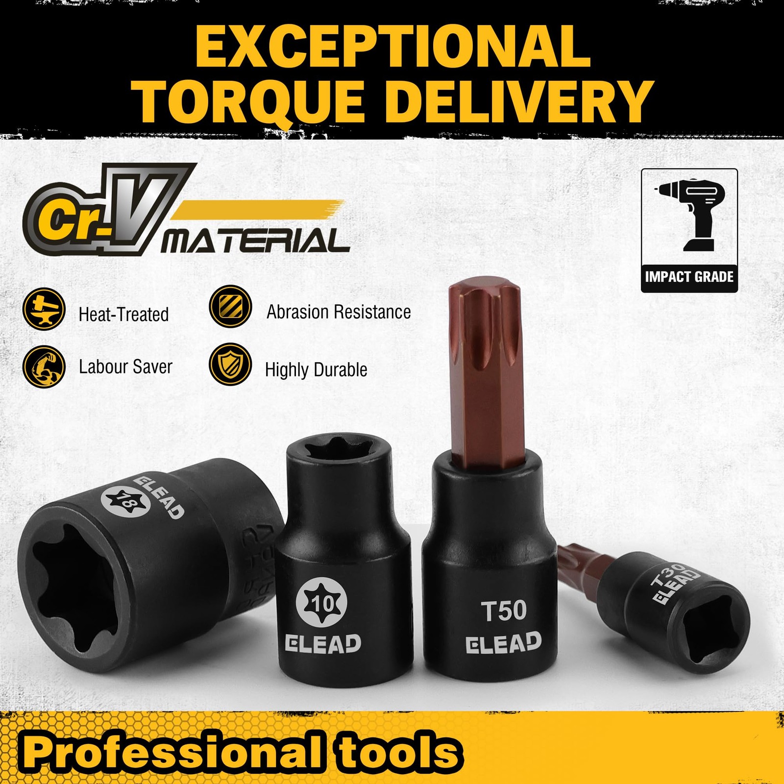 31-Piece Torx Bit Socket Set: 14 Star Bits T8-T70 & 13 E-Torx One Size