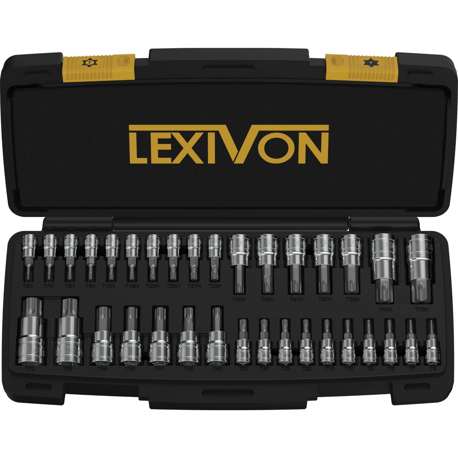 34-Piece TORX Bit Socket Set, Premium S2 Steel, Solid Star & Tamper Proof T6-T70