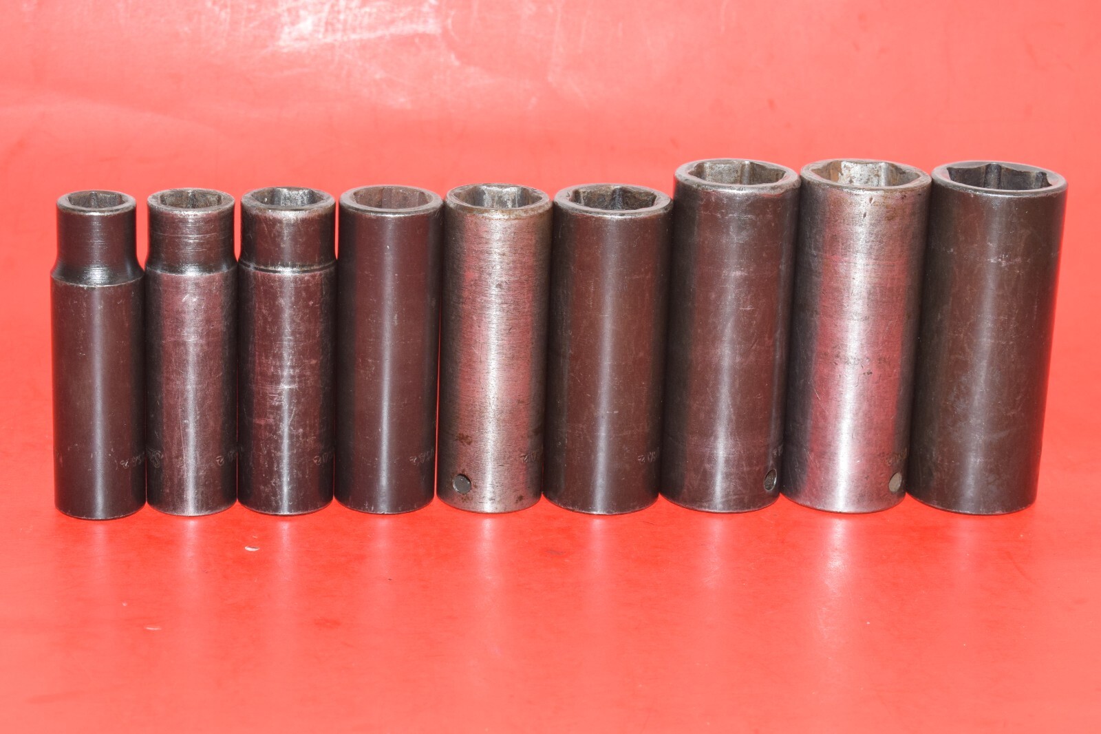 Snap-On 1/2″ Drive 9pc SAE 1/2 – 1 Deep 6-Point Flank Impact Socket Set 309SIMYA