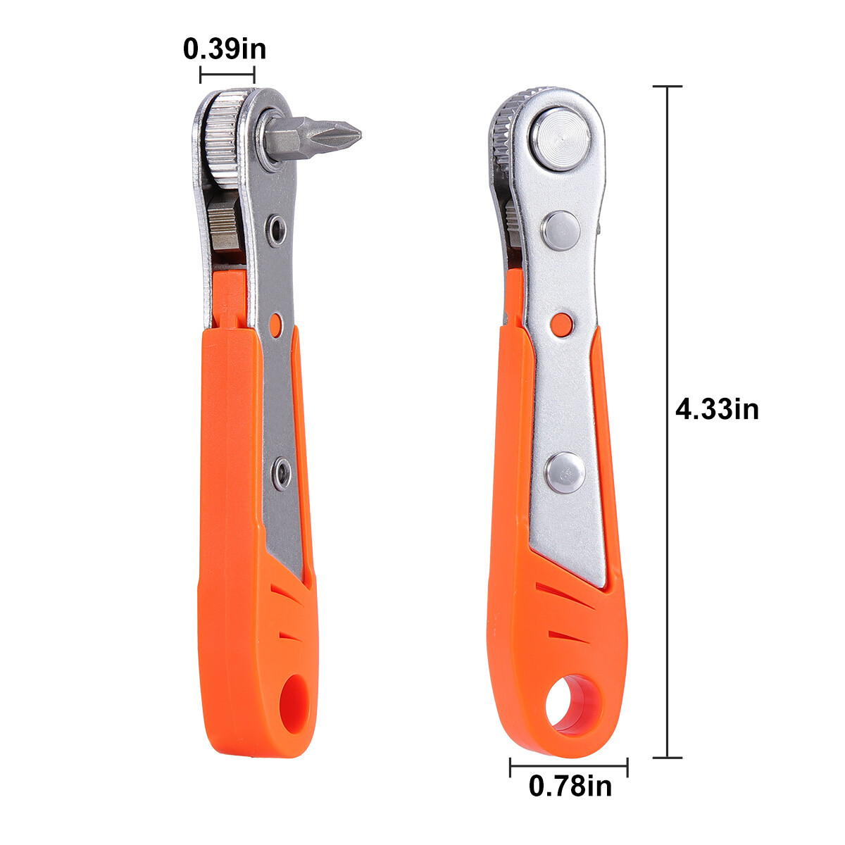 Ratcheting Right Angle Screwdriver Hex Drive 90 Degree Offset + 10pcs Bits Set