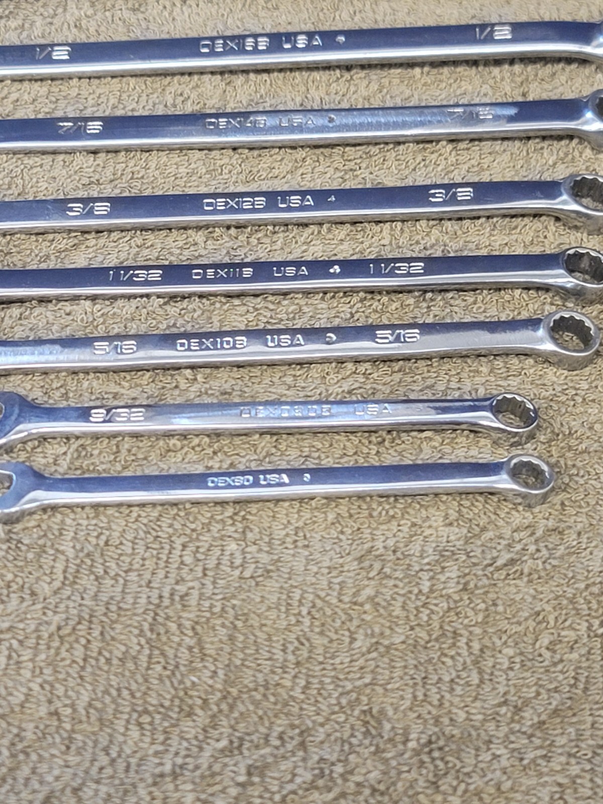 Snap on OEX Combination Wrench Set Sae 1-1/16 1 15/16 7/8 13/16 3/4 9/16 3/8 1/4