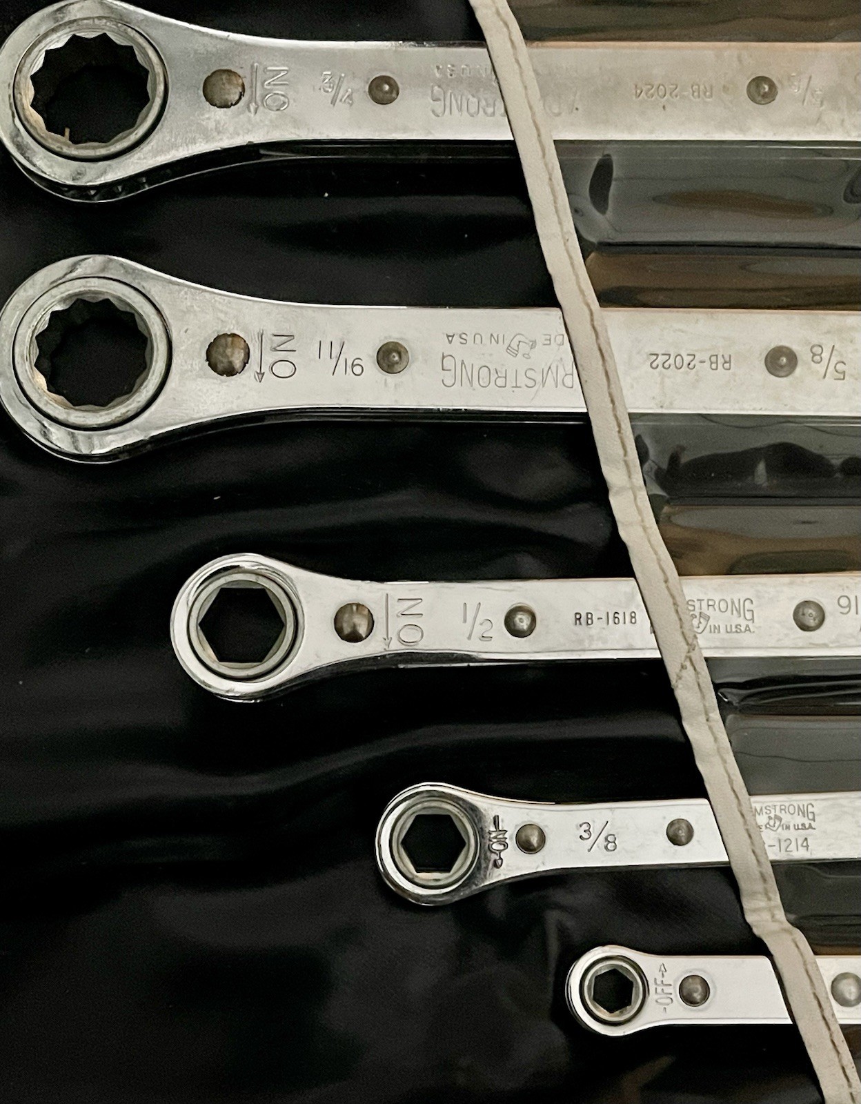 Armstrong Tools USA 7 pc Ratcheting Double Box End Wrench Set SAE w/ Pouch
