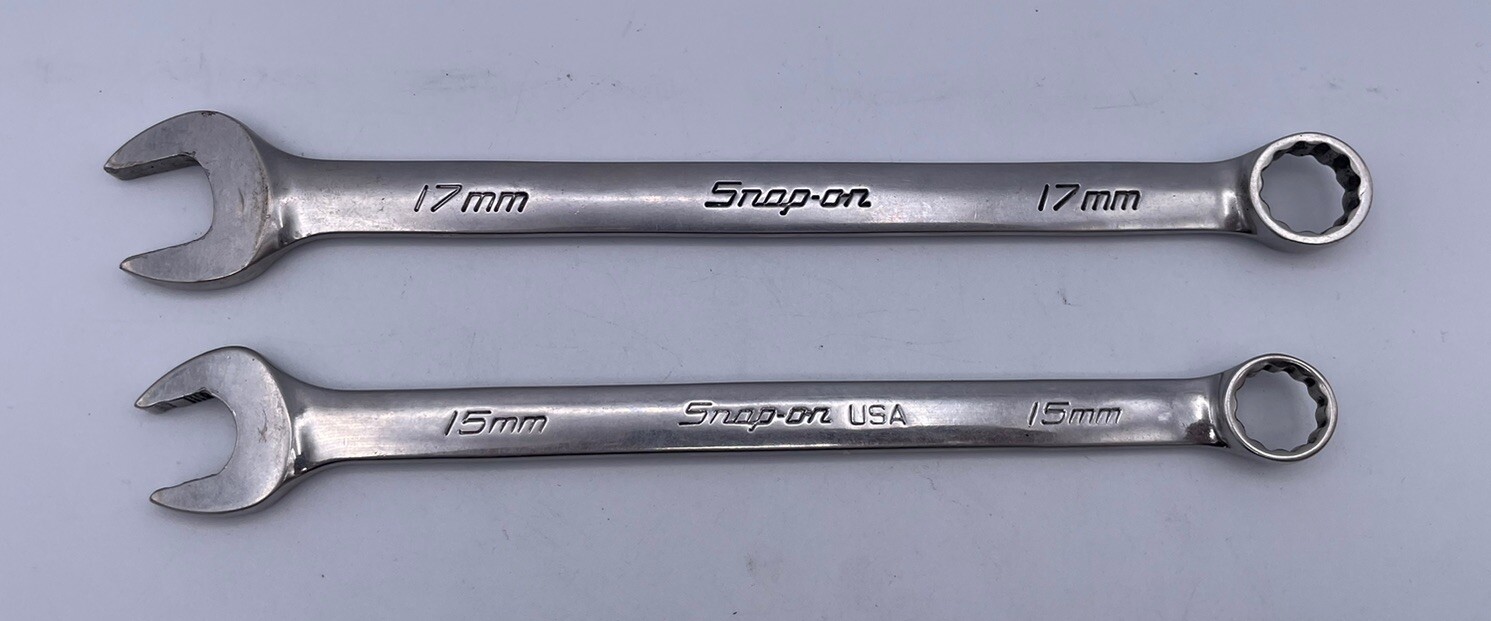 Snap On Flank Drive 12 Point Lot Of 2, 15&17mm SOEXM15-OEXM170B