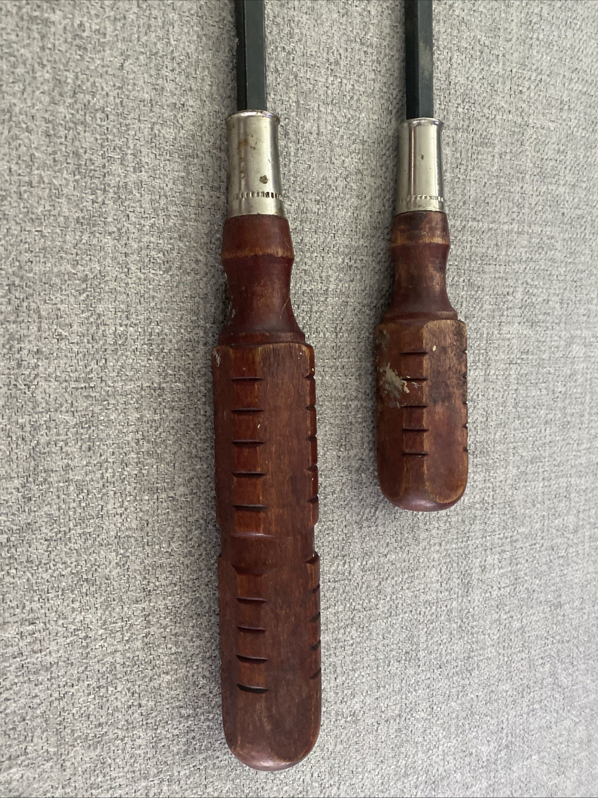 2 Unbranded Wooden Handled Flathead Screwdriver 16” & 13”