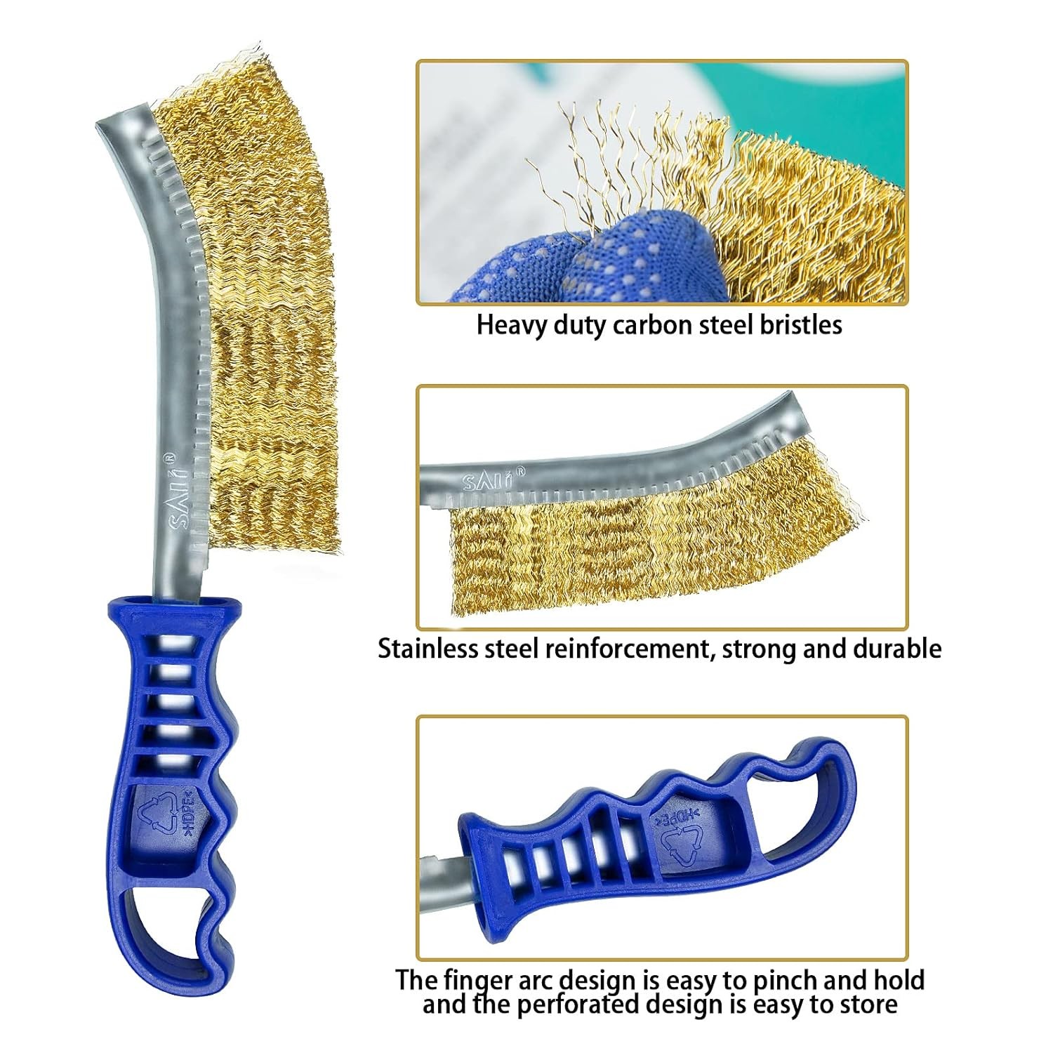 SALI Wire Brushes for Cleaning Rust Removal Heavy Duty Steel Brush Tool 11″…