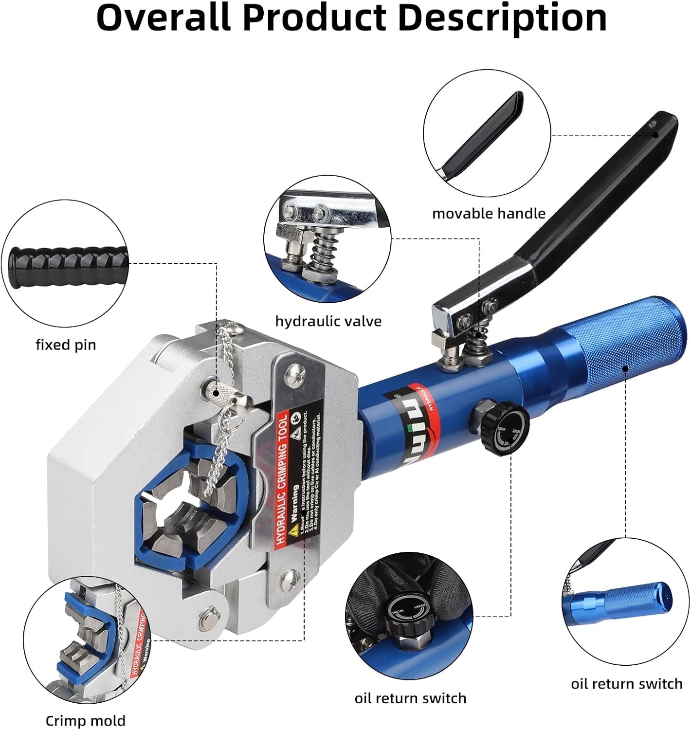 FS-7842A Hydraulic Hose Crimper Kit – 8T 17 inches x 12.6 inches, Blue