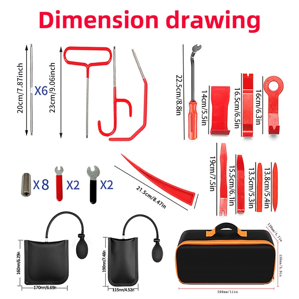 33Pc Emergency Auto Tool Window-Car Door Lock Universal Repair Tool Kit US STOCK
