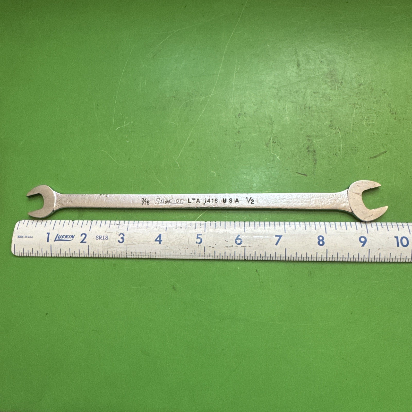 Snap-On USA SAE 7/16″ x 1/2″ Tappet Slimline Low Torque Open End Wrench LTA1416