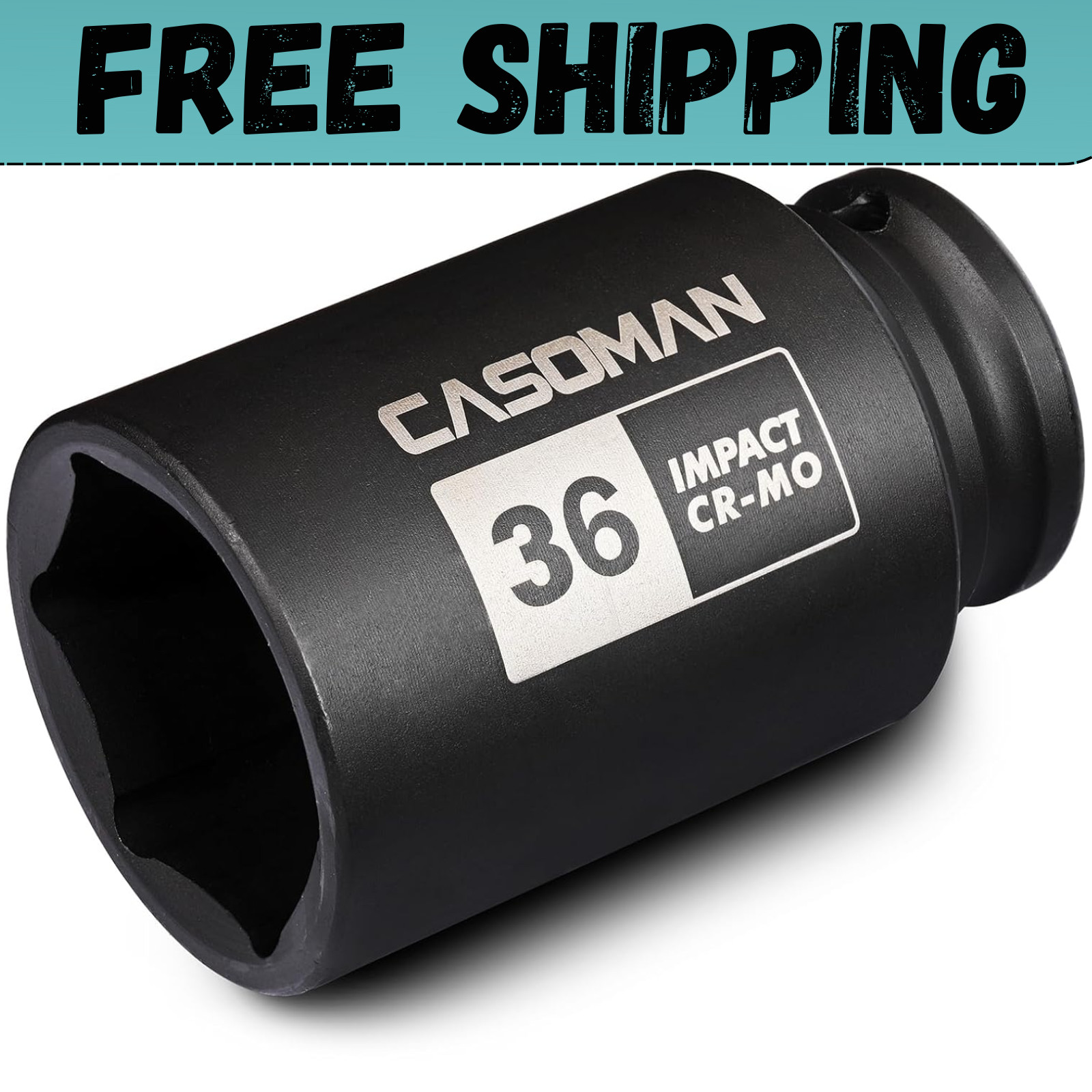 1/2″ Drive X 36 Mm Deep 6 PT Impact Socket, CR-MO, Drive 6 Point Axle Nut Socket