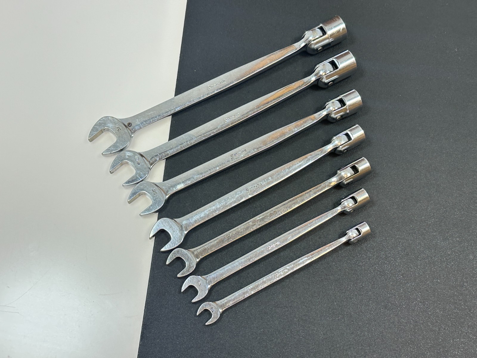 🇺🇸 Snap-on Tools USA FHO607 7pc SAE 3/8″-3/4″ Flex Head Combination Wrench Set