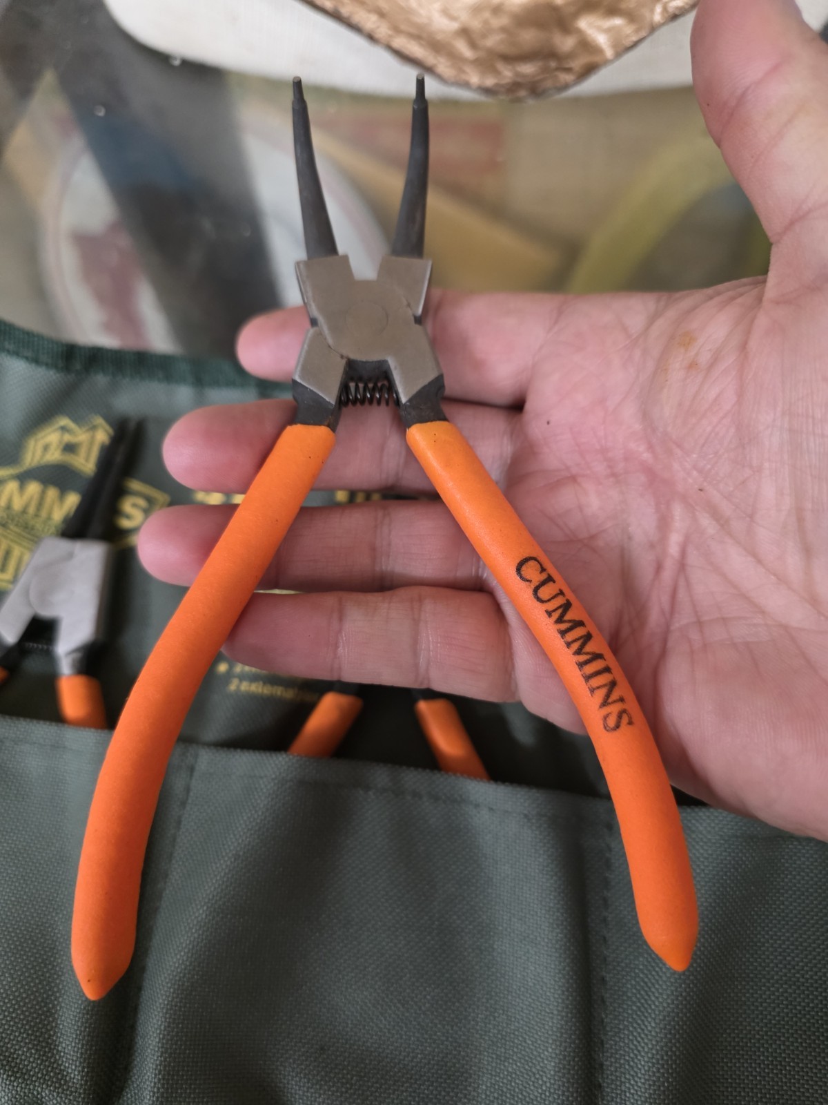 Vintage Cummins Industrial Tools 4pc. Heavy Duty Snap Ring Pliers Orange 5728