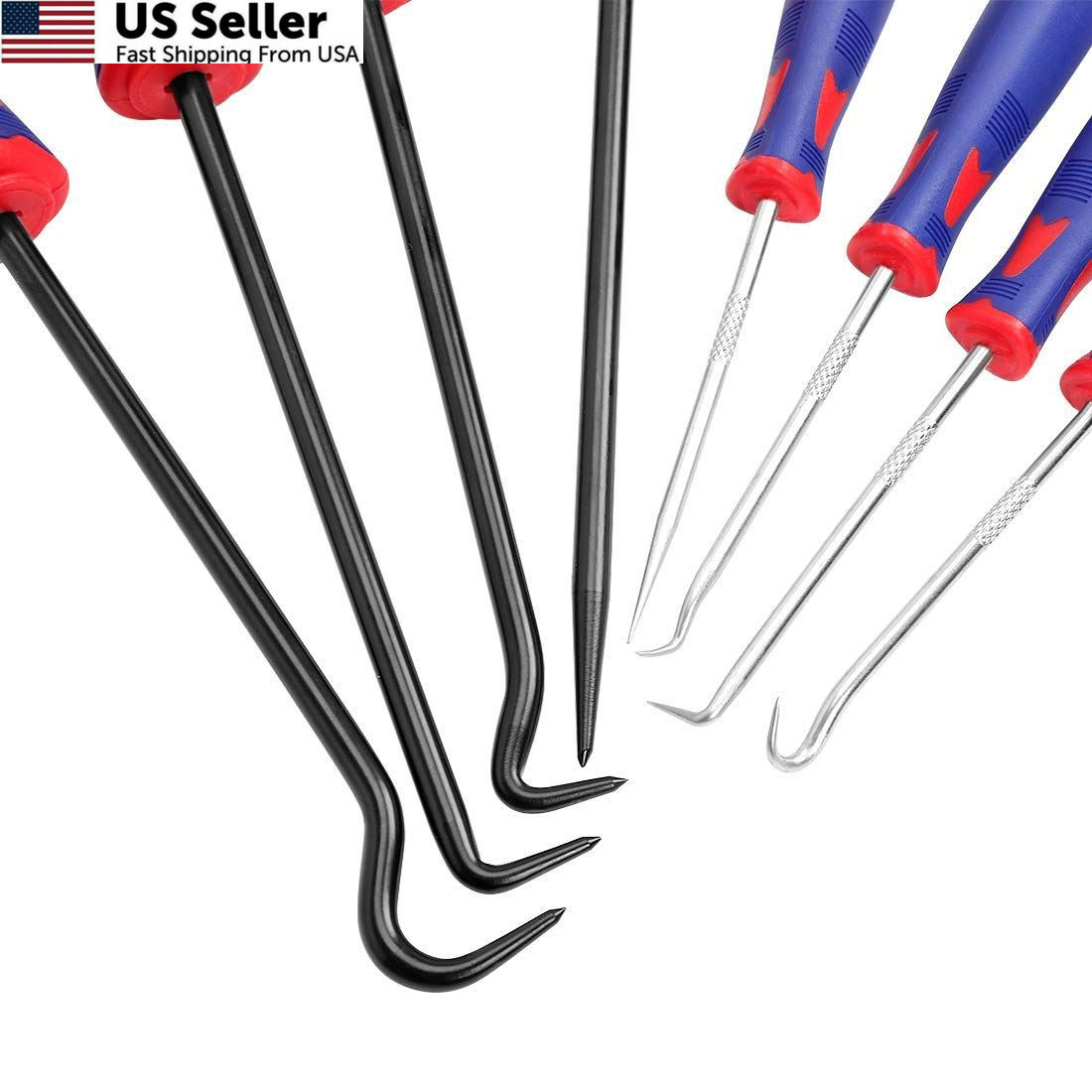 WORKPRO 9Pcs Precision Pick & Hook Set with Scraper, Small, Multicolor