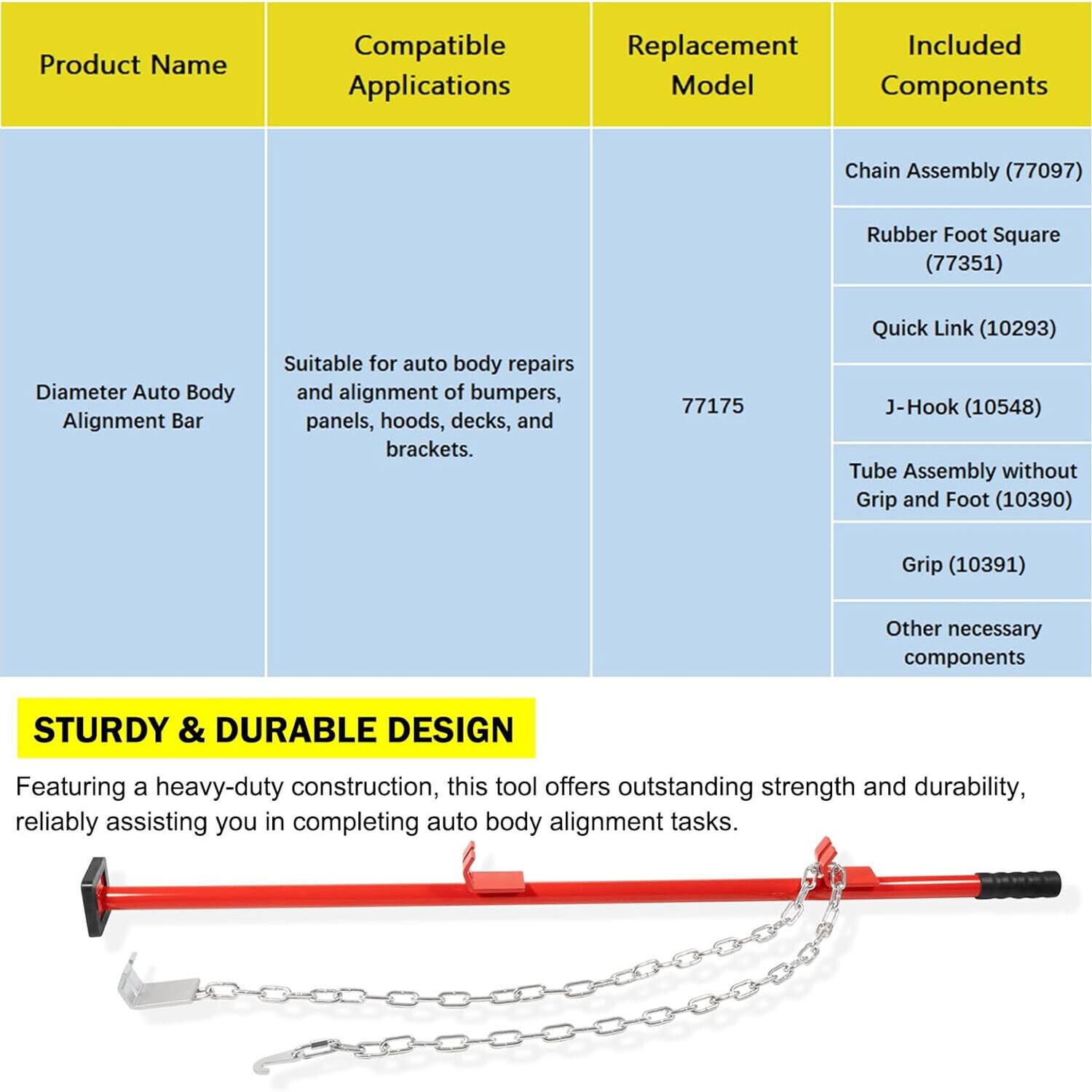 77175 Pulling Stick Tool For Car Repair 52″ Auto Body Puller Alignment Bar