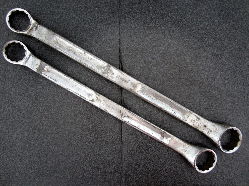 Vintage Snap-on 1-3/8″ x 1-1/2″ & 1-7/16″ x 1-5/8″ Box End Wrench XV4448 XV4652