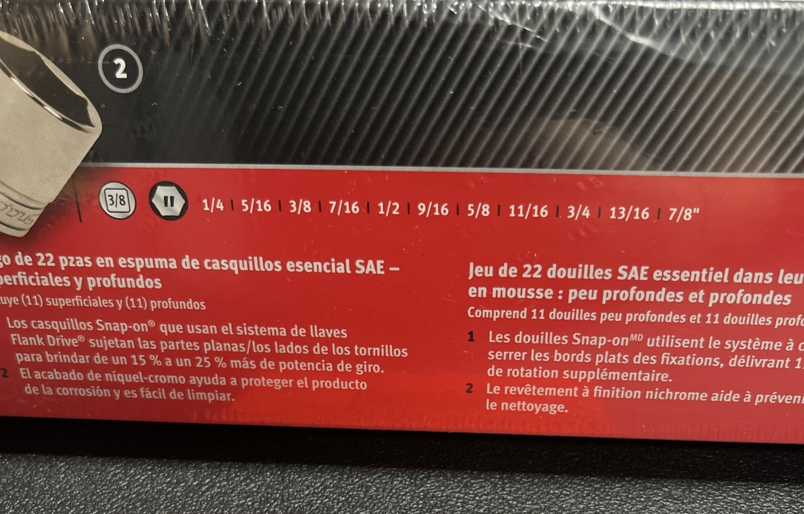 Snap-on Tools 222SFFSFDT 22pc 3/8″dr 1/4-7/8″ Shallow/Deep Socket Foam Set New