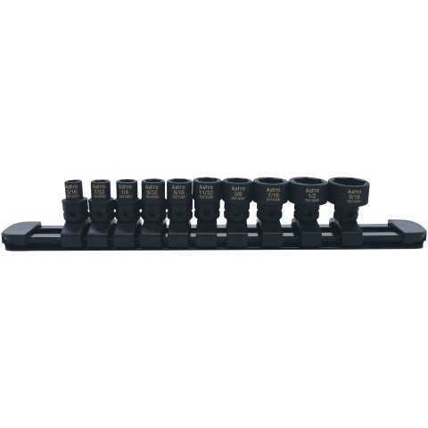 ASTRO 10-Piece 1/4” Drive Low Profile Nano Impact Sockets – SAE (78110)