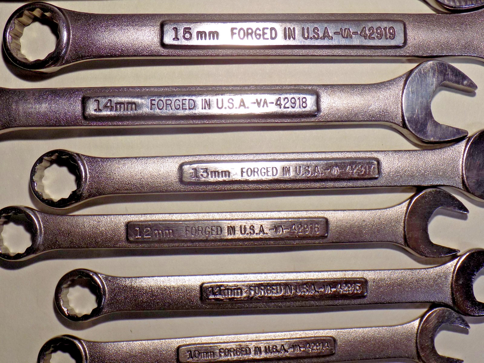 A++ Near Mint 13 Pc. USA Craftsman -VA- 7-19MM Satin Finish Combo Wrench Set-A++