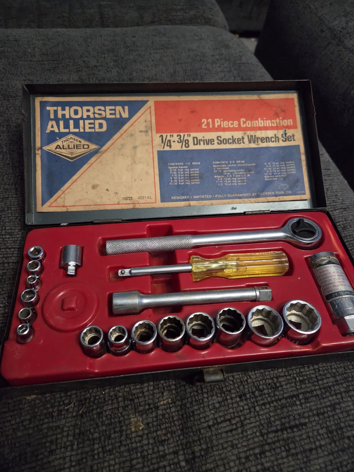 Vintage Thorsen Allied Wrench Set 1/4″ & 3/8″ Drive Socket Set 53721 Japan
