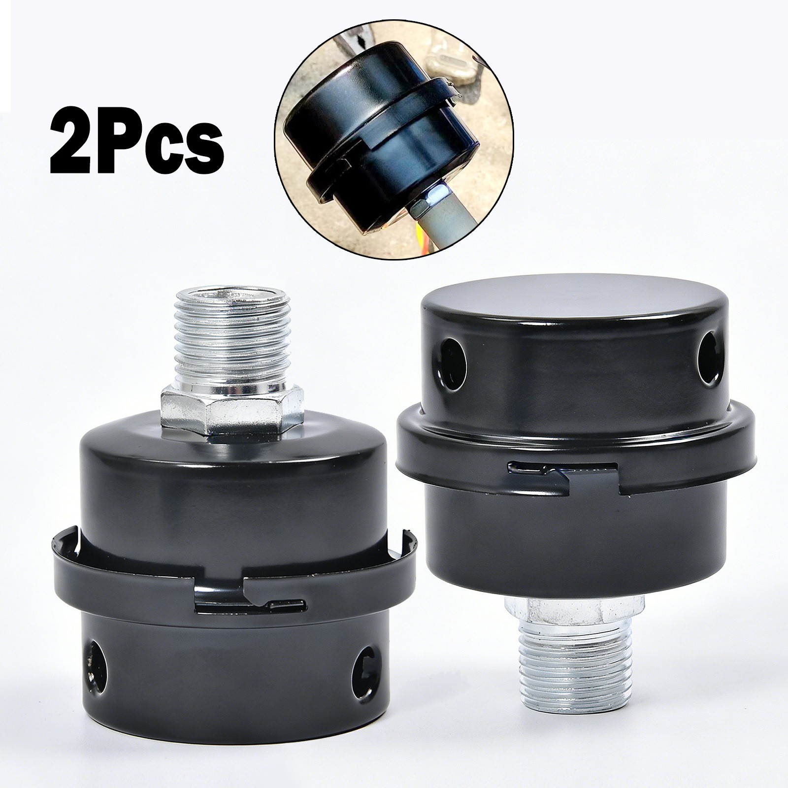 2Pack 1/2″ NPT Air Compressor Silencer Filter 20mm Metal Noise Muffler Intake