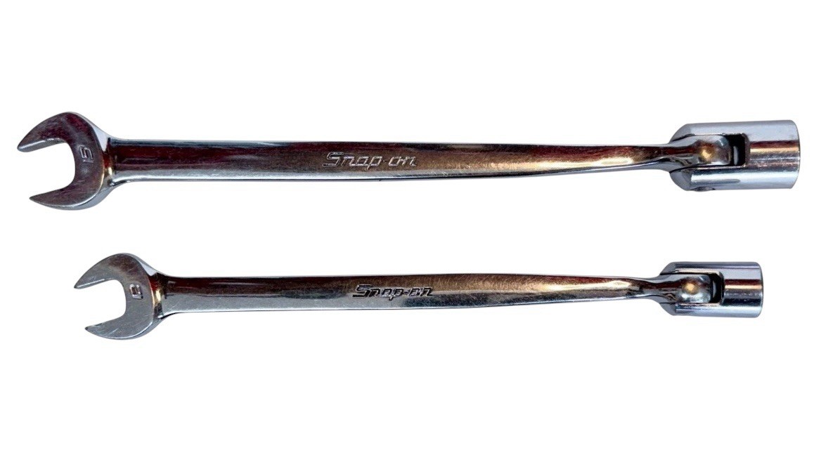 Snap-on 12mm & 15mm Metric Flex Head Open End Saltus Wrench Pair FHOM12 FHOM15