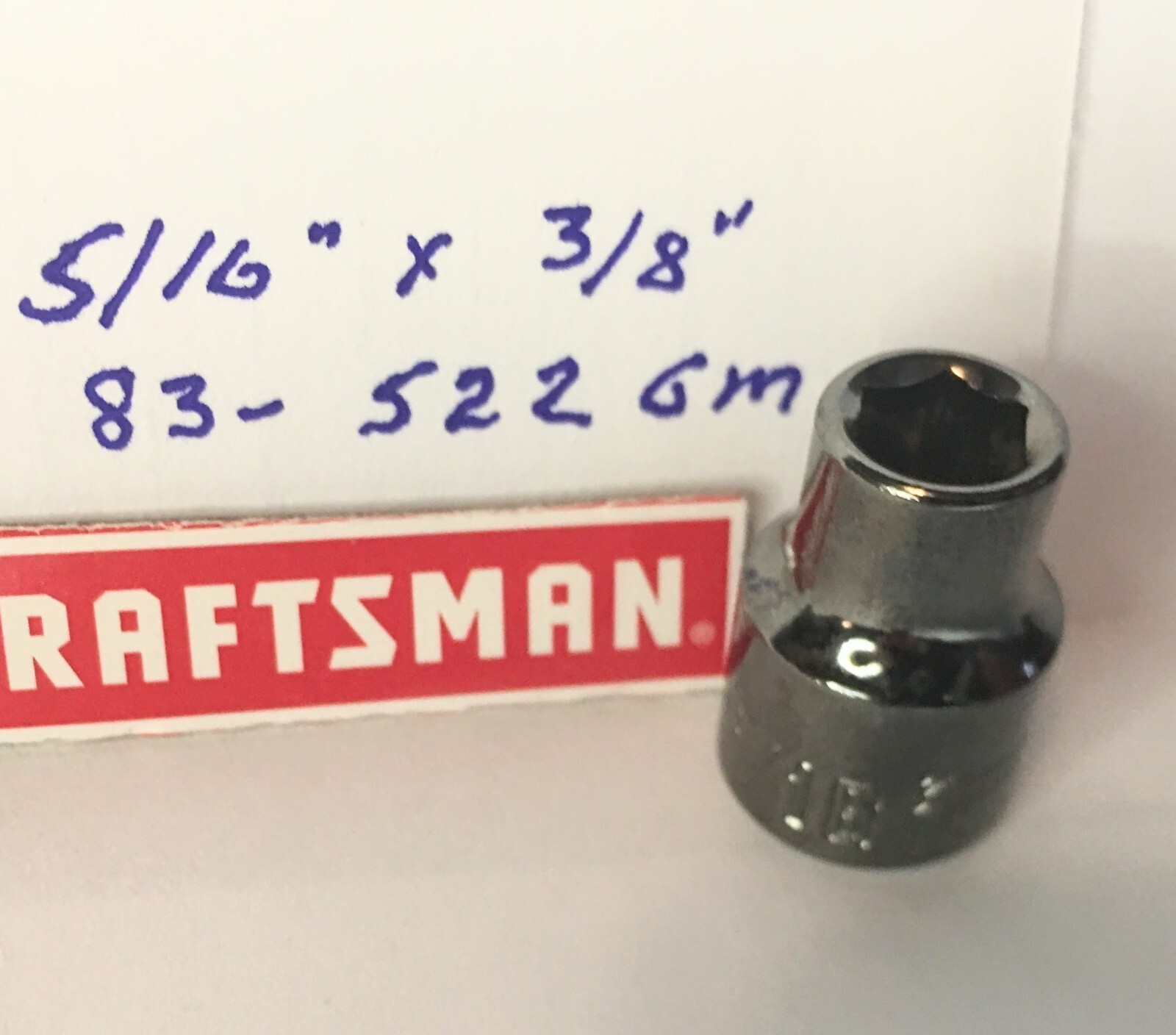 Craftsman  5/16″ x 3/8″ Dr Socket 83-822GM Gunmetal Chrome 6 Pt Free Shipping