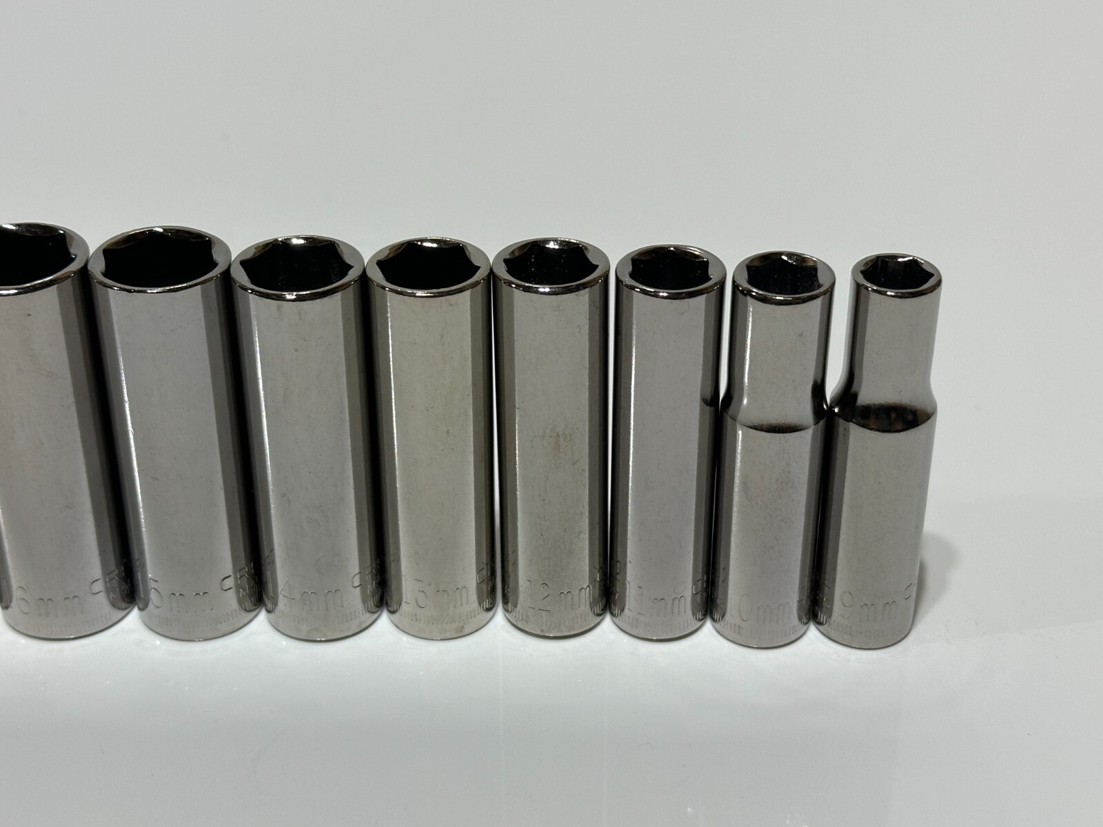 NOS Craftsman USA 11pc Metric 9mm-19mm Deep Socket Set – 3/8″ Drive – 6 Point