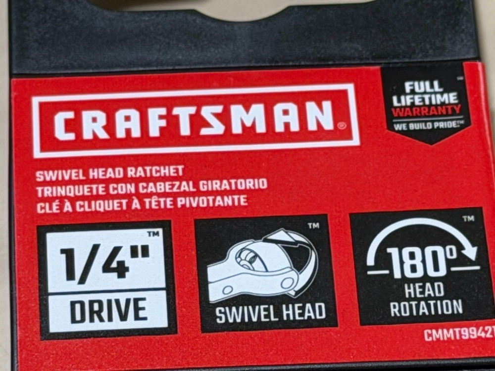 CRAFTSMAN 72-Tooth 1/4-in Drive Rotating Head Ratchet Swivel Head CMMT99421