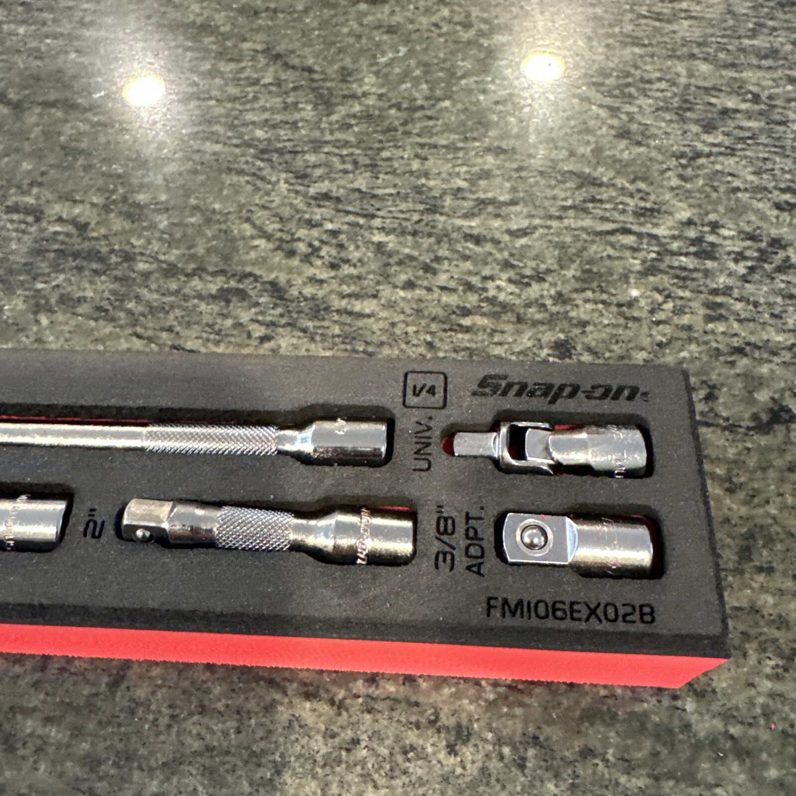 snap on 106tmxafr 6 pc extension, universal joint and adaptor foam set new