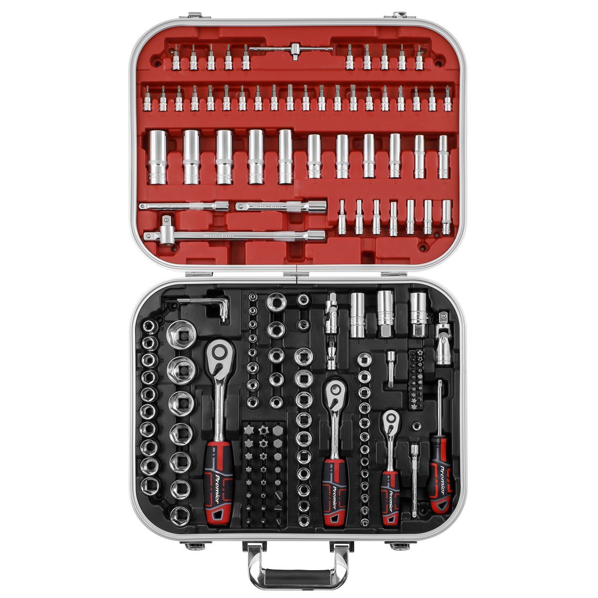 Sealey Socket Set WallDrive® Premier 172pc 1/4″ 3/8″ 1/2″Sq Drive Storage Case