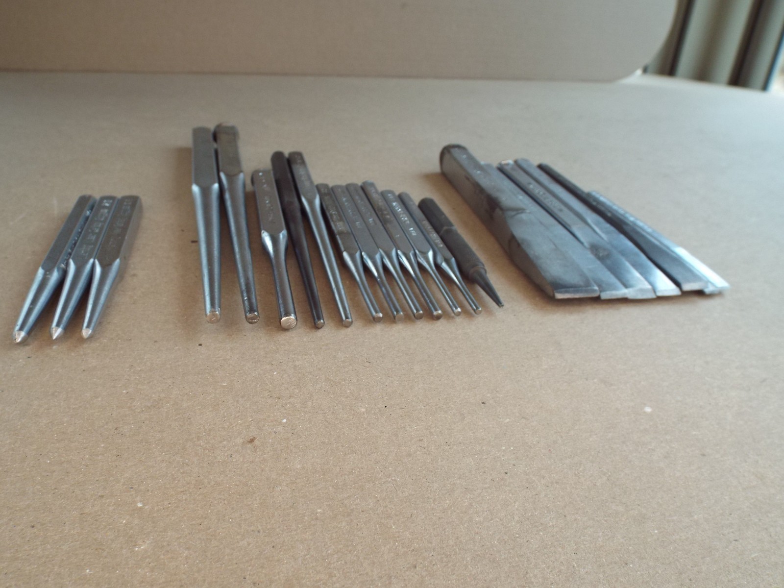 VTG 22 Pc Craftsman Chisel, Punch, Pin Punch Lot USA for Parts / Repair – (Read)