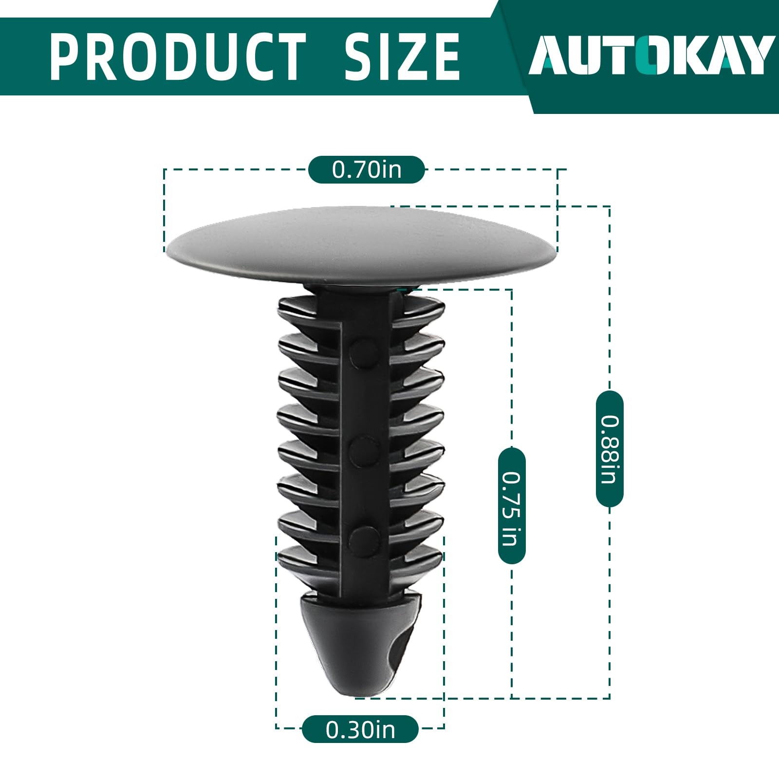 AUTOKAY 100Pcs 8mm Bumper Clips Auto Car Hole x 20mm x 22mm, black