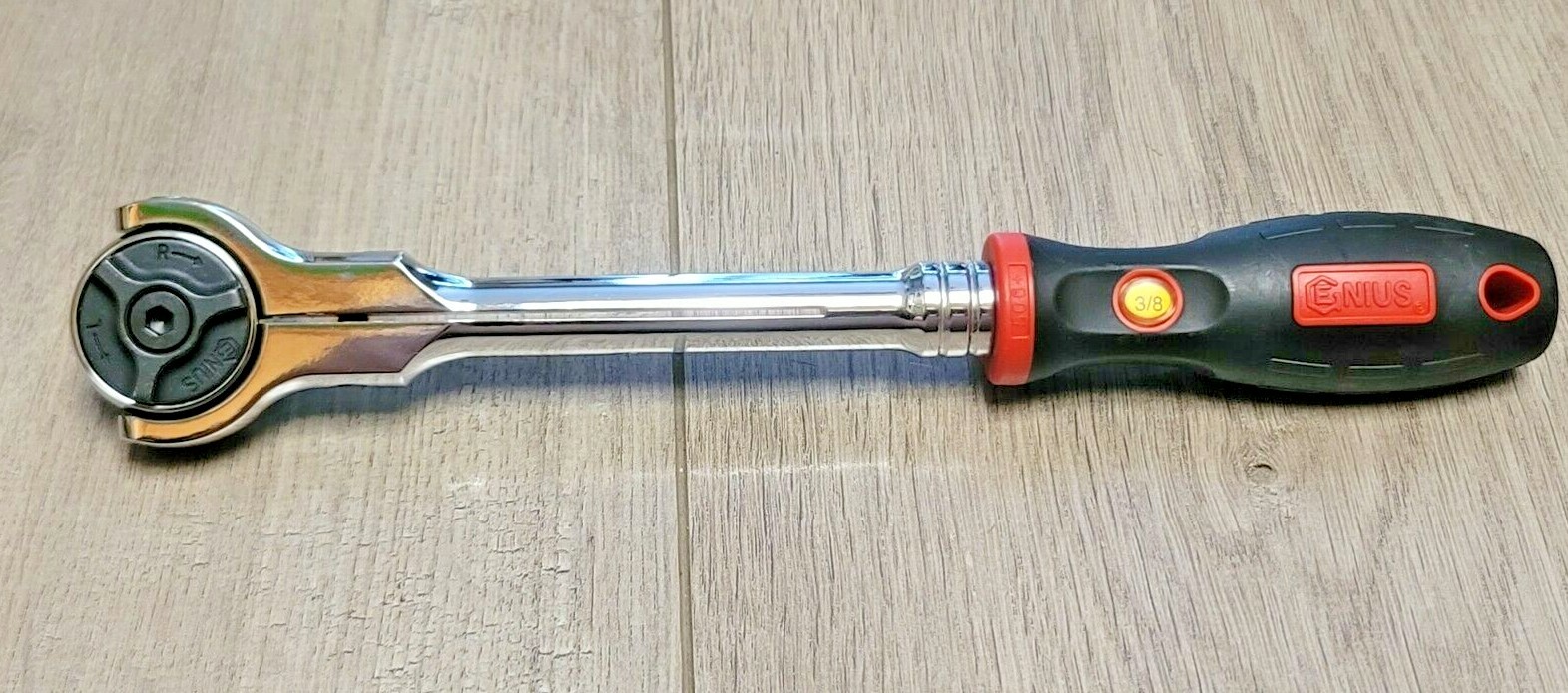 Genius Tools 3/8″ dr Long Handle Rotor Ratchet w/ Comfort Grip Handle #381803S