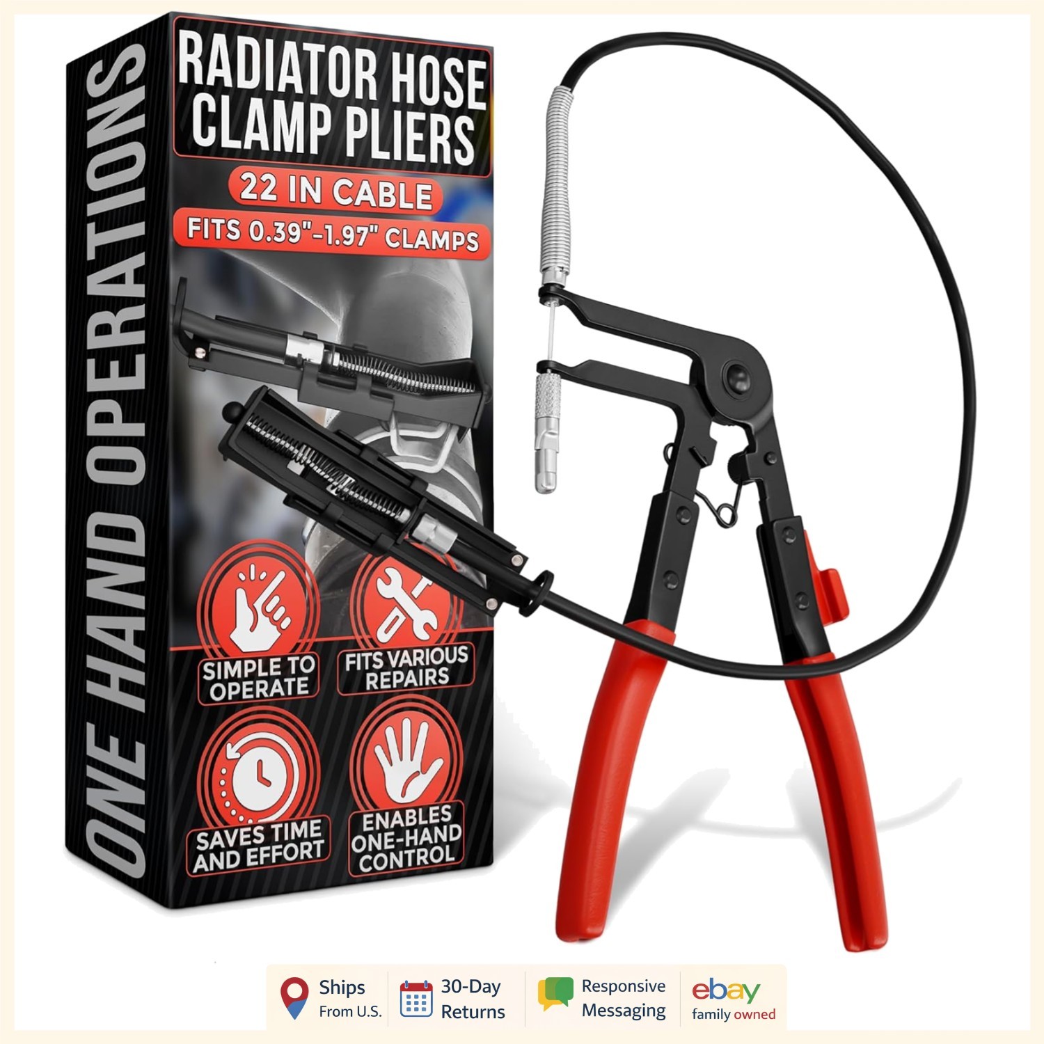 Corrosion-Resistant Hose Clamp Tool with Flexible Cable Access for Tight Spots