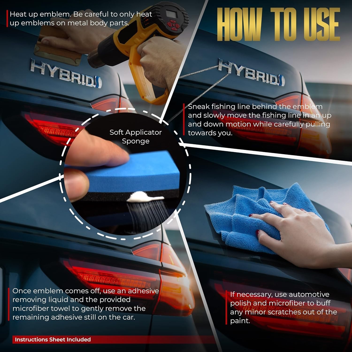 Car Wrapping Essential: Logo Remover Kit with Soft Applicator & Repair Sponge
