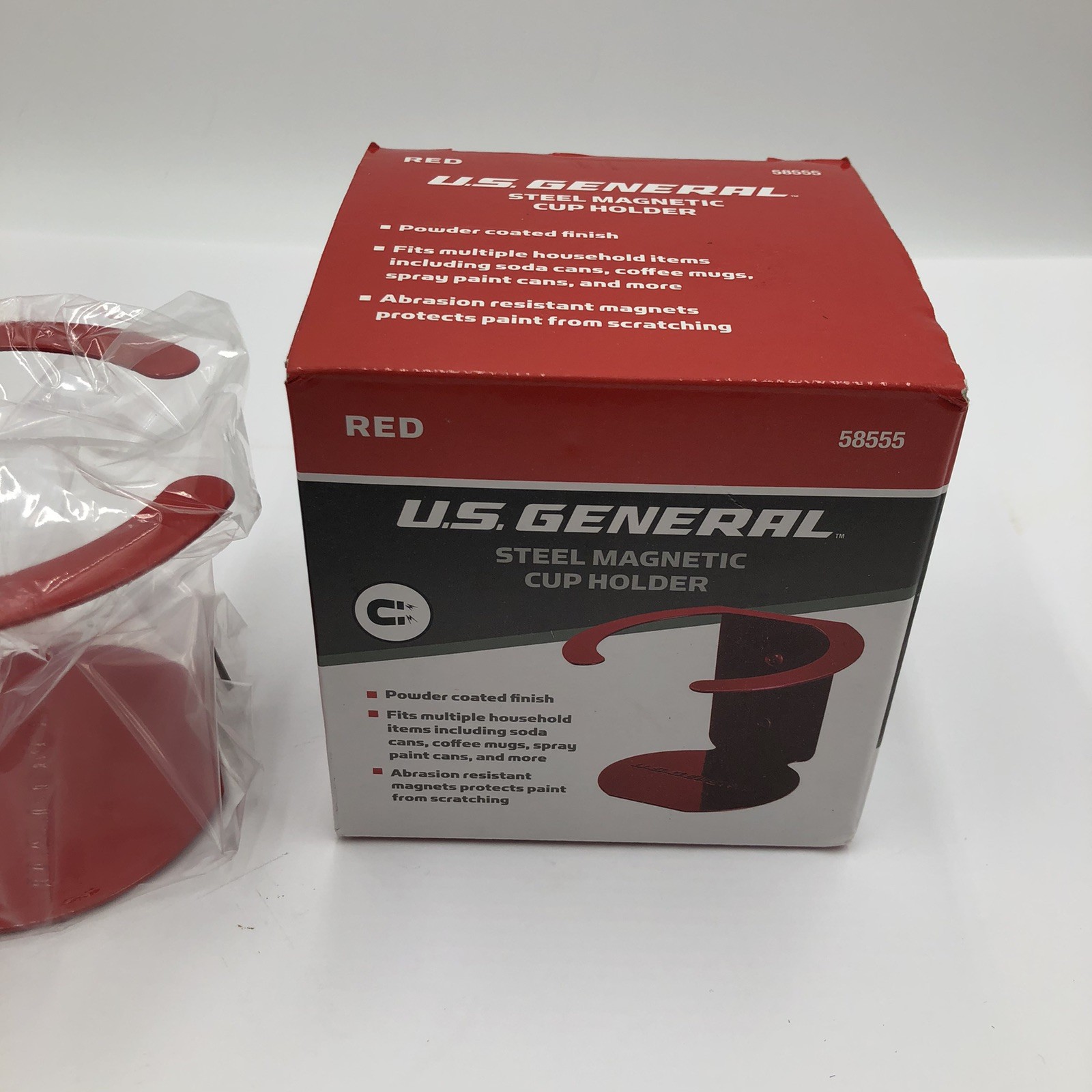 US General Steel Magnetic Cup Holder Magnetic Cup Holder Red 58555 Toolbox Acces