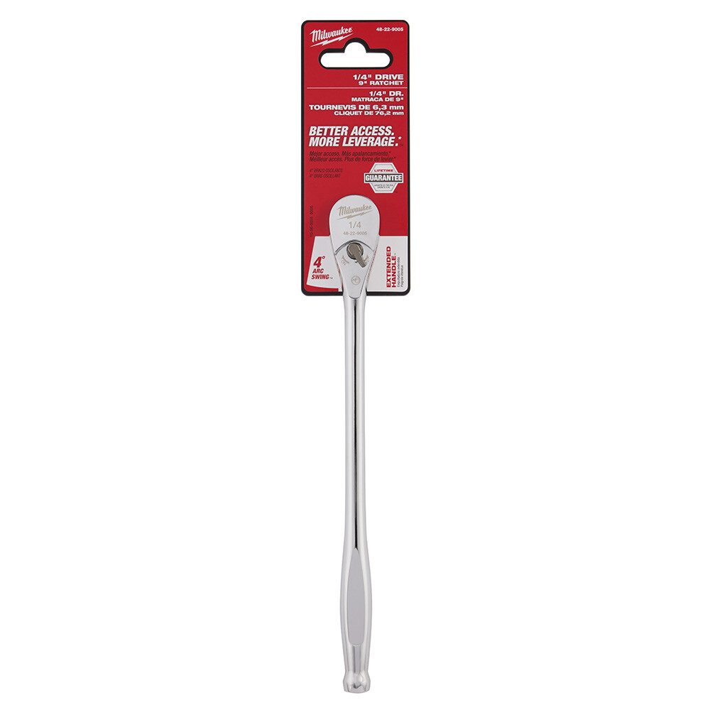 Milwaukee 48-22-9005 1/4″ Dr. 9in. Ratchet w/ 4 Arc Swing