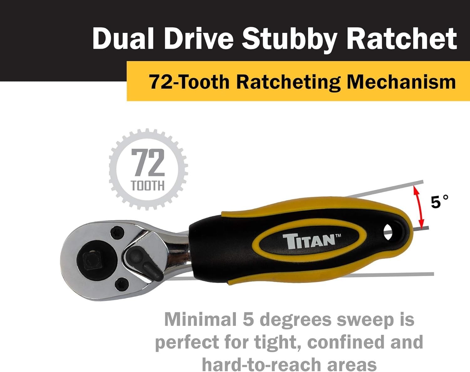 11050 1/4-Inch and 3/8-Inch Dual Drive x 5-1/2-Inch 72-Tooth Dual Head Stubby…