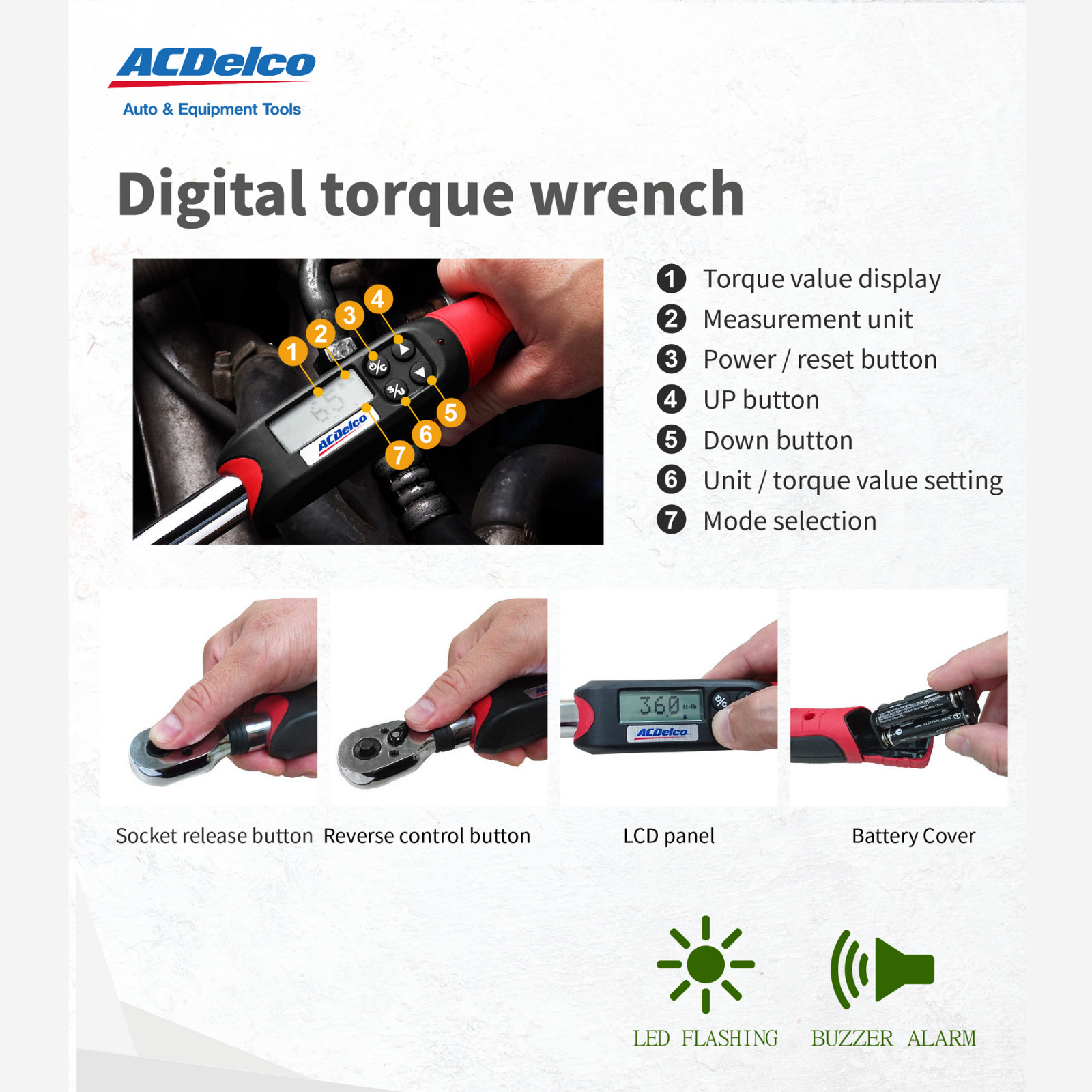 ACDelco ARM601-4 1/2″ (14.8 to 147.5 ft-lbs.) Heavy Duty Digital Torque Wrench