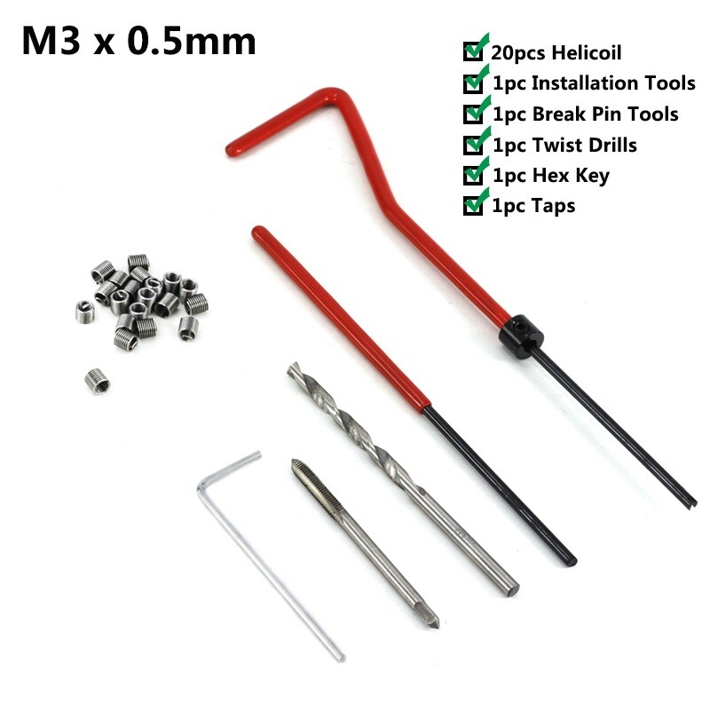 25PCS Thread Repair Kit Metric Drill M3 M6 M8 M12 Wire Insert Car Pro Coil Tool