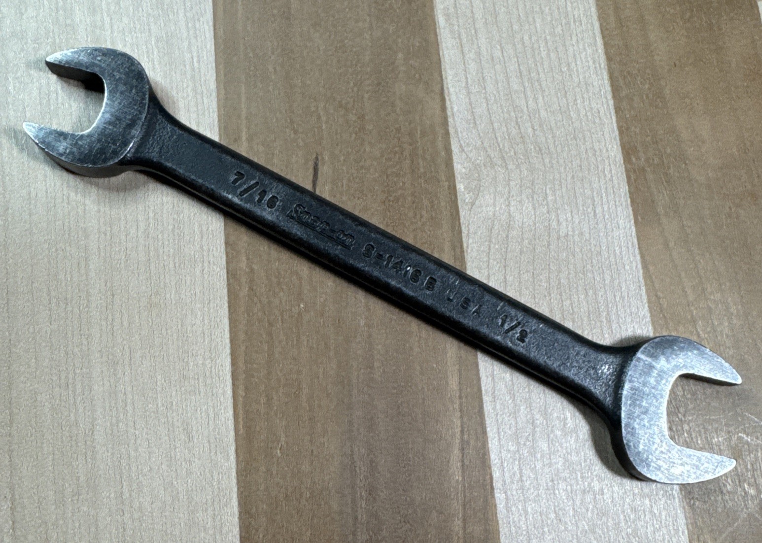 Snap-on 7/16″ x 1/2″ S-1416B Black Industrial Finish Open-end Wrench