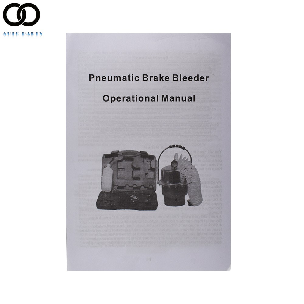 Portable Pneumatic Air Pressure Kit Brake & Clutch Bleeder Valve System Tool Set