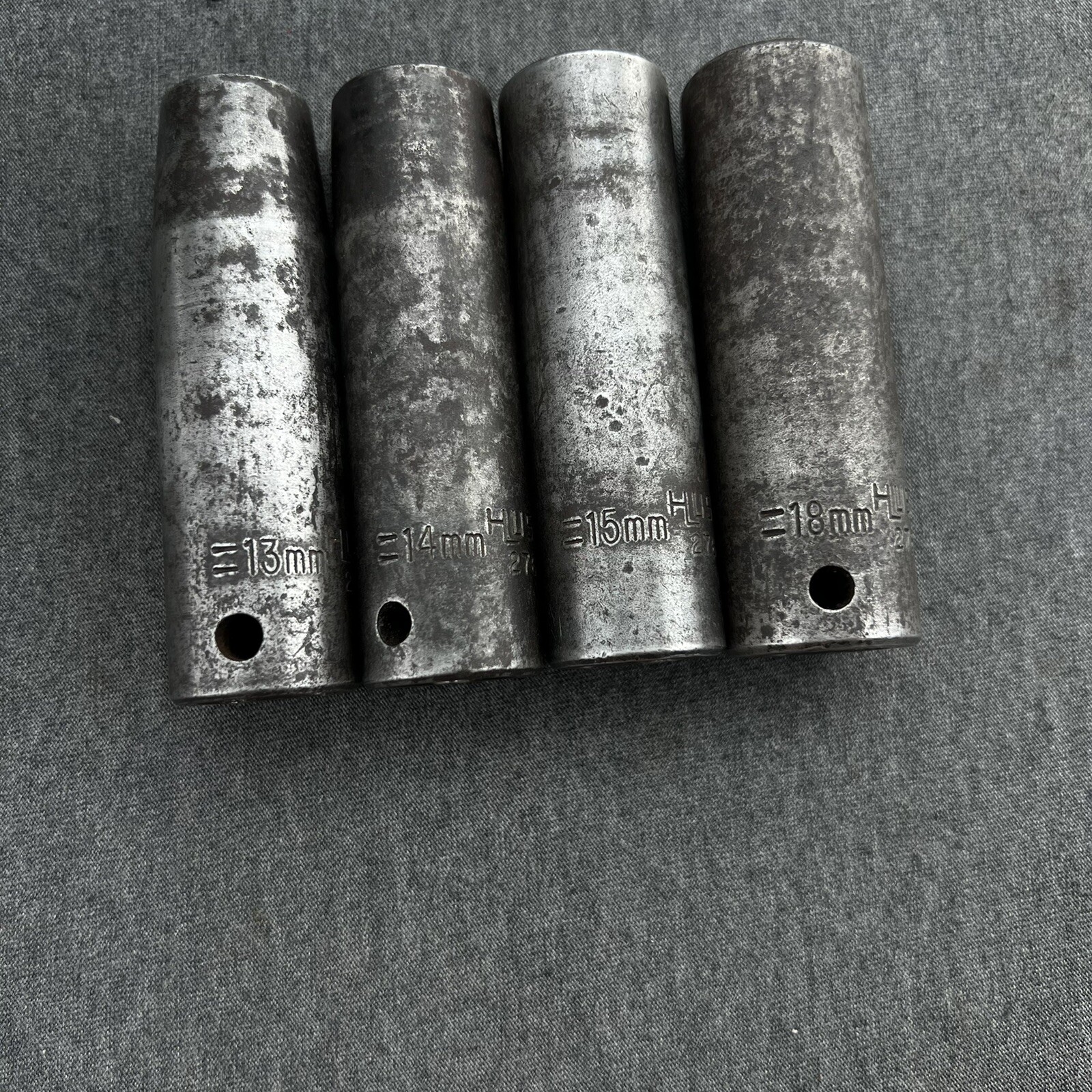 Husky 1/2” Drive Deep 6 Point Metric Impact Socket Set 4 Piece 13,14,15,18mm USA