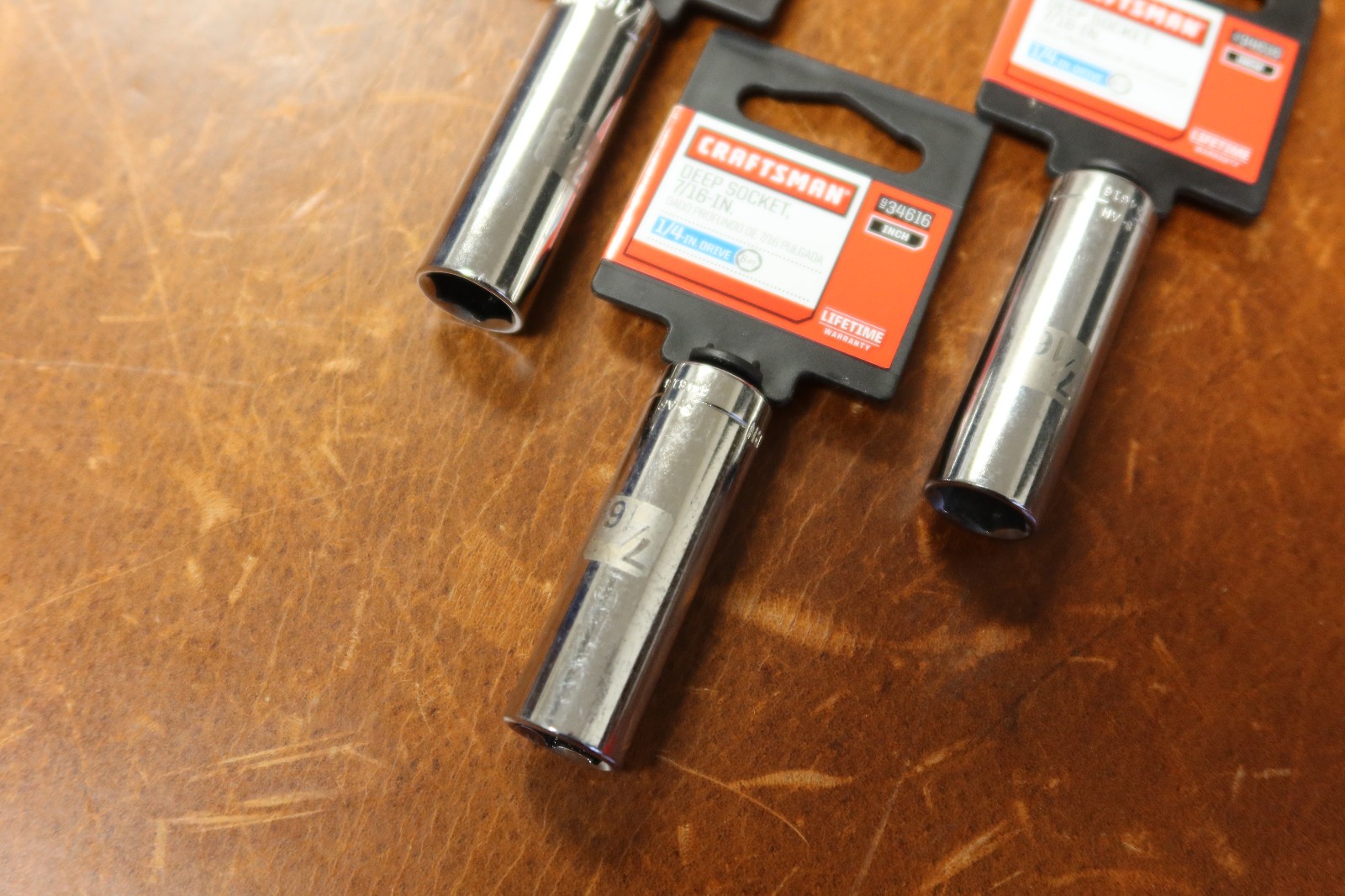 3-count Craftsman 7/16″ Easy Read DEEP Socket – 1/4″ Drive – 6 Point – # 34616
