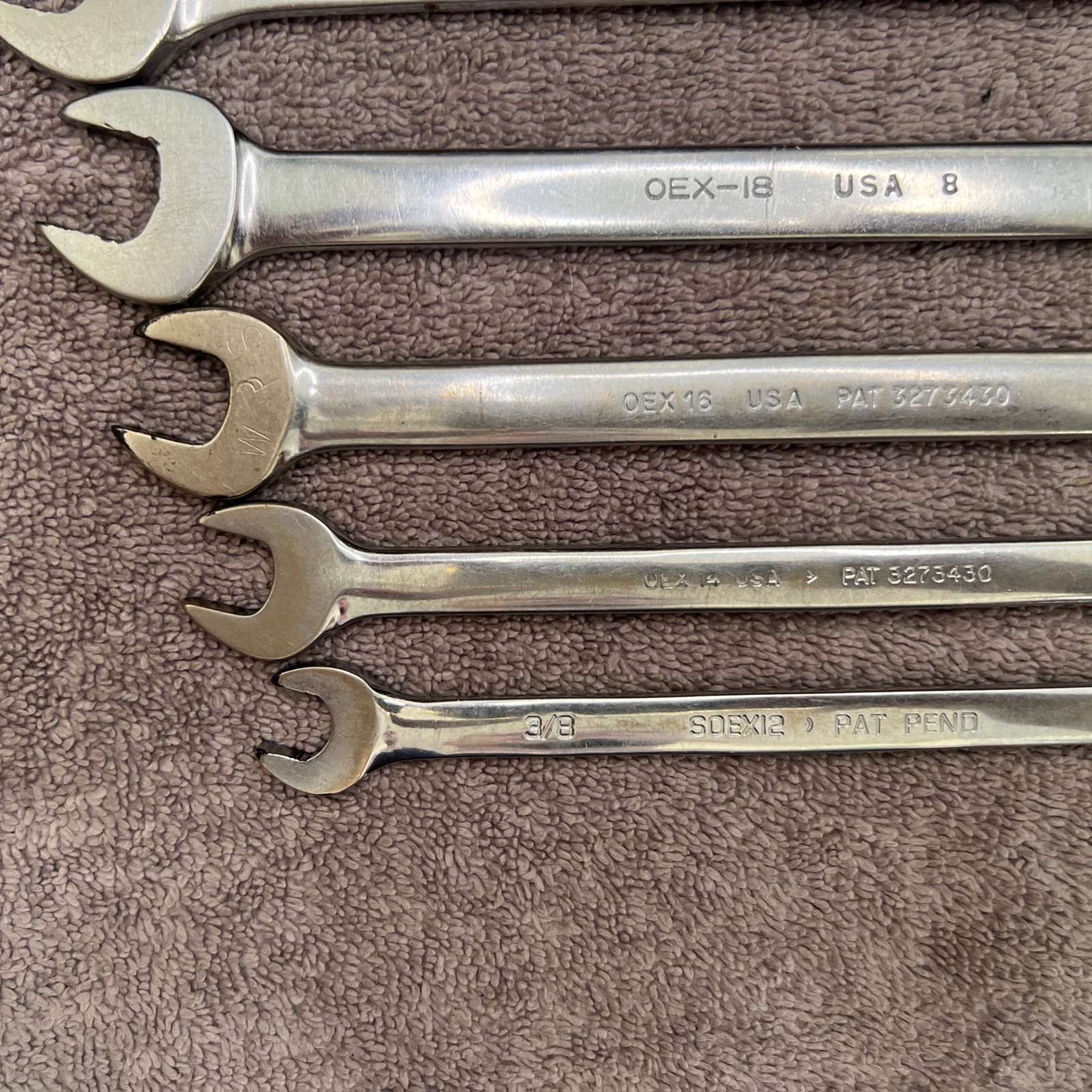Snap-On Tools USA 7pc 3/8-3/4” (SOEX12-OEX24) Chrome Combination Wrench 12 Point
