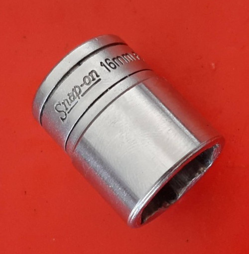 Snap-on Tools 3/8″ Drive 16MM 6PT Point Shallow Chrome Socket USA FSM16 327