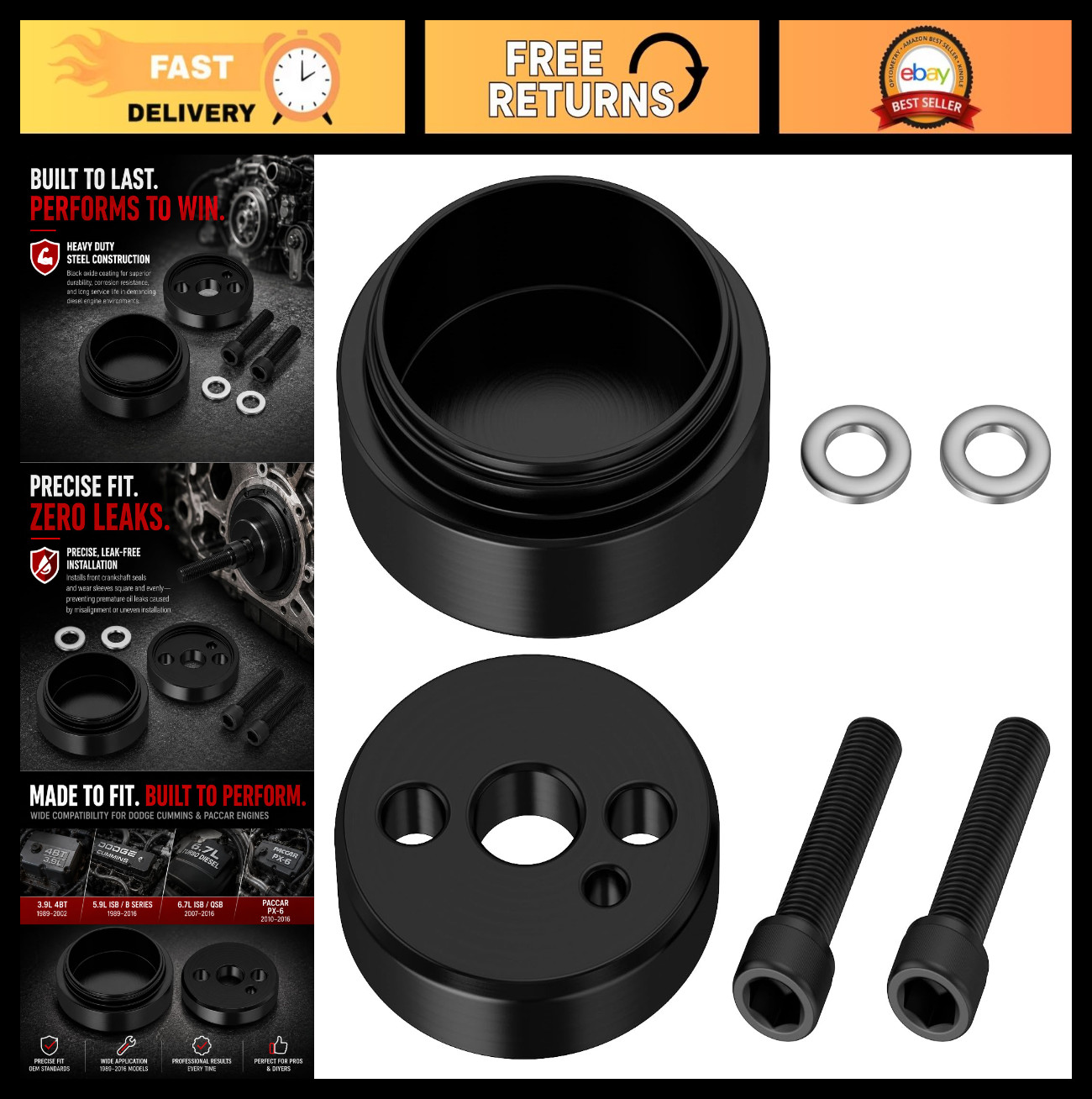 Crankshaft Seal & Wear Sleeve Installer Tool for Dodge Cummins 3.9L 5.9L 6.7L Di